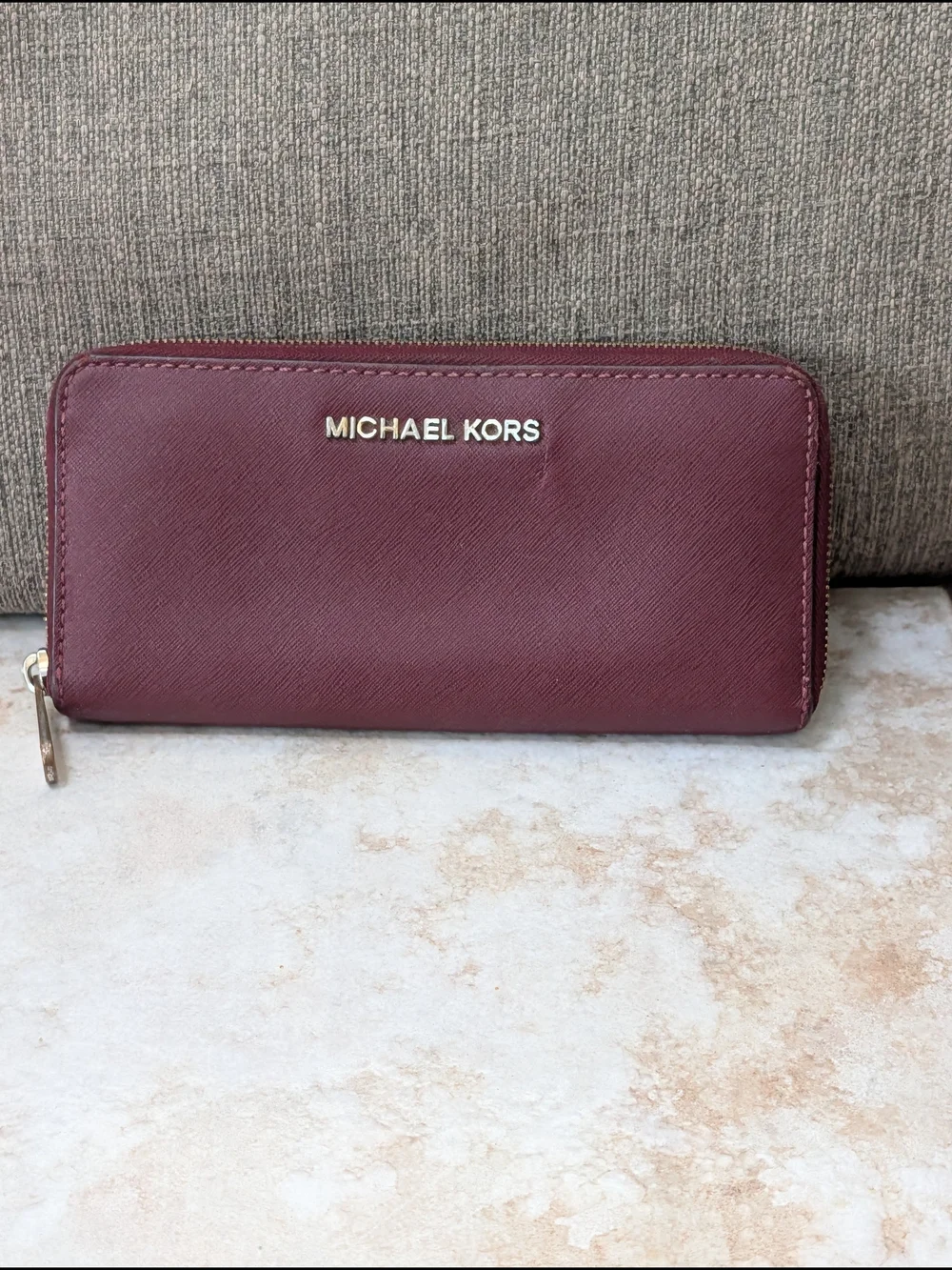 Michael Kors Burgundy Zip Around Wallet GUC